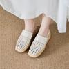 Hollowed-out Woven Toe Cap Half-slipper Women's 2025 Summer Breathable Insole Height-increasing Straw Woven Thick-soled Shoes