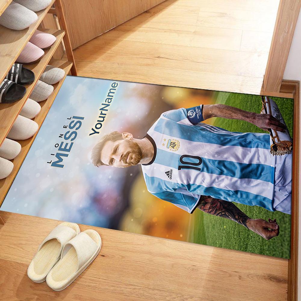 Messi 400 Customize Your Name Area Rug Perfect for Study room Kitchen Entryway Playrooms Antislip Carpet Decorate Offices