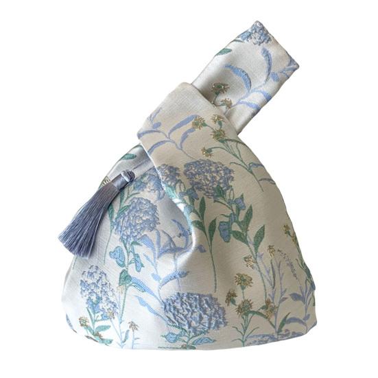 

Handbag Retro Design Flower Pattern Swaying Tassels Short Wrist Bag with Handle Chinese Style Tote Bag синий