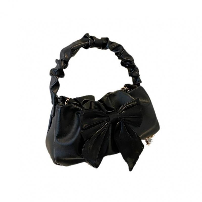Süß und mädchenhaft, Nischen-Plissee-Handtasche, Elegante Damenhandtasche mit Ketten-Schleife und Frische und leichte Damen-Umhängetasche