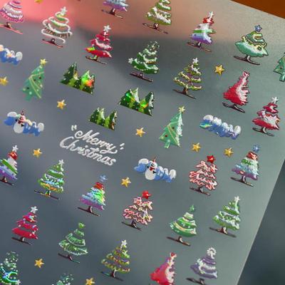 5D Laser Relief Christmas Nail Stickers Snowflakes Santa Claus Elk Christmas Tree Nail Decals Embossed Winter Xmas Manicure Set