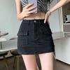 Summer Denim Short Skirt Women Sexy Slim High Wiast Wrap Hip Mini Skirts Woman Korean Chic Pockets Shorts Jeans Skirt