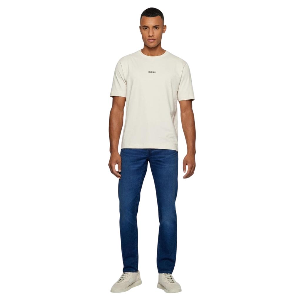 Boss Mens Leather Patch Tapered Jeans