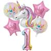 New 1Set Rainbow Unicorn Balloon 32 inch Number Foil Balloons 1st Kids Unicorn Theme Birthday Party Decorations Baby Shower Glob
