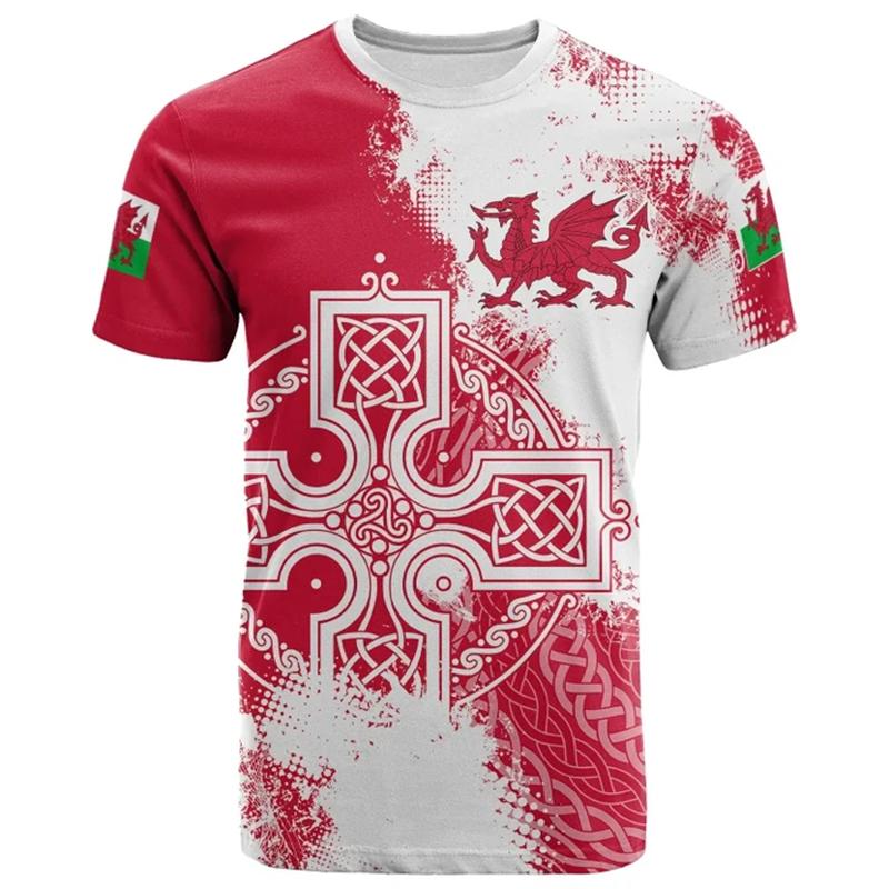 

Wales Flag 3D Print Football T-shirt For Men Clothing Summer Casual Sports Short Sleeve T Shirts Wales Map Pattern Men s Tees XXS