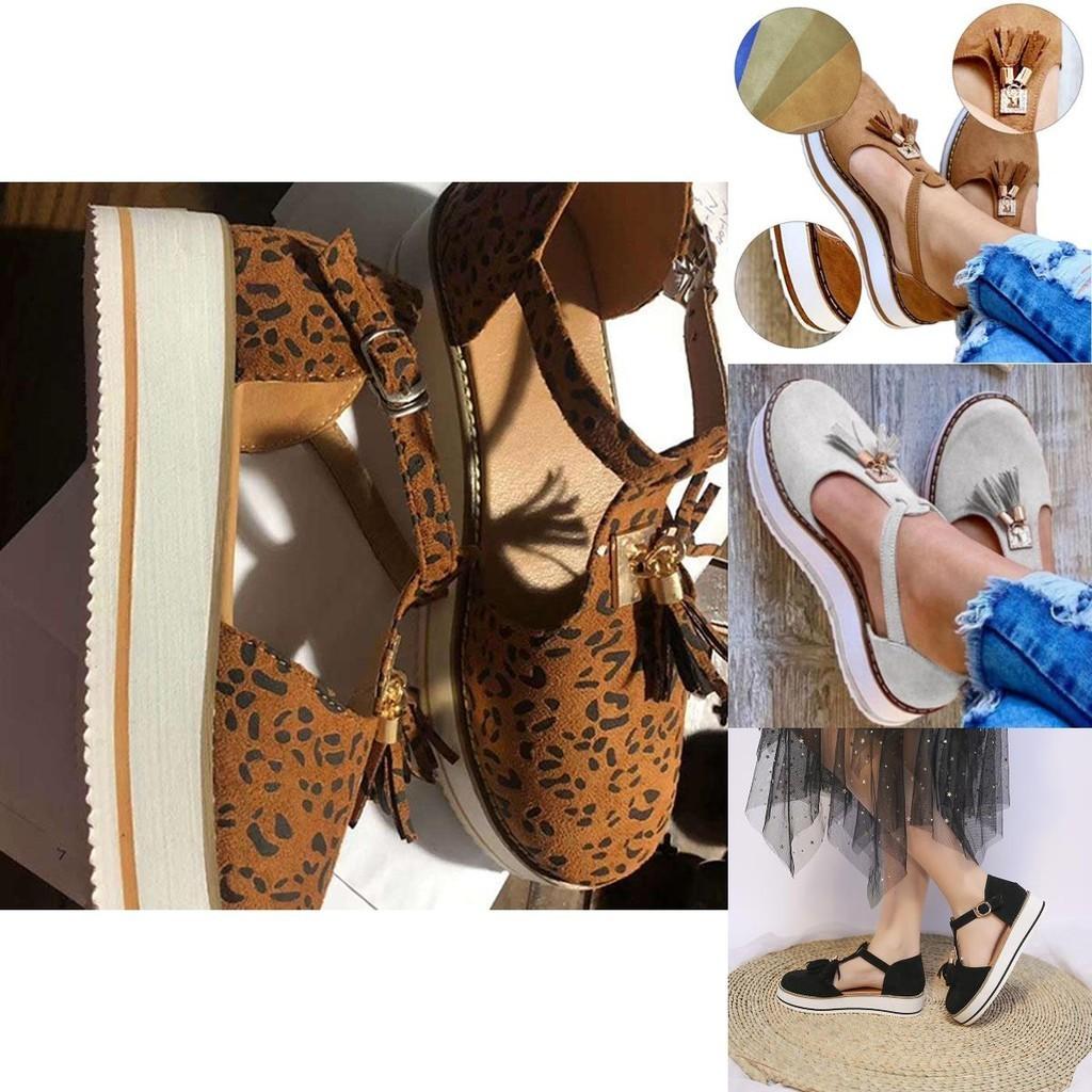 Elegant Women Tassel Round Toe Shoes Casual Flats With T-strap Gladiator Design