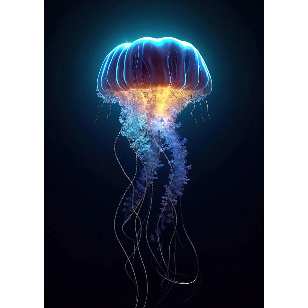 Vibrant Colorful Jellyfish Marine Wildlife Posters Nautical Coral Prints Canvas Painting Wall Art Picture Home Living Room Decor