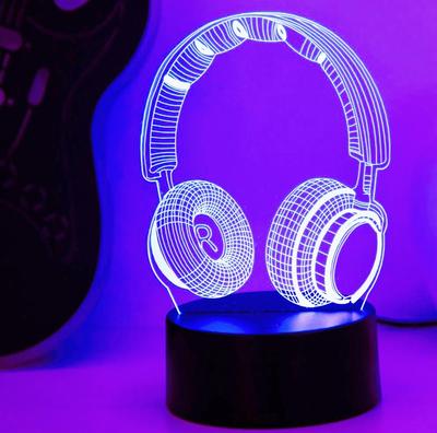 3D Night Light Gaming Headset Bedroom Game Room Desktop Ambient Light USB Touch Type Seven Color Color Changing Lights