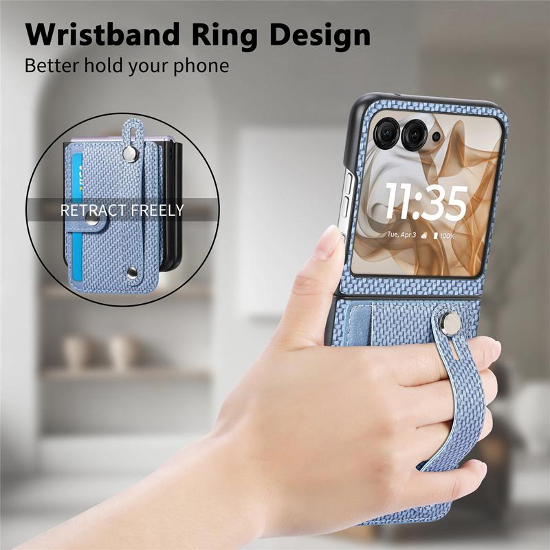 Wristband Ring Design Phone Cover Woven Pattern Card Holder PU Leather Shockproof Anti-Drop Adjustable Case Mobile Phone Cases