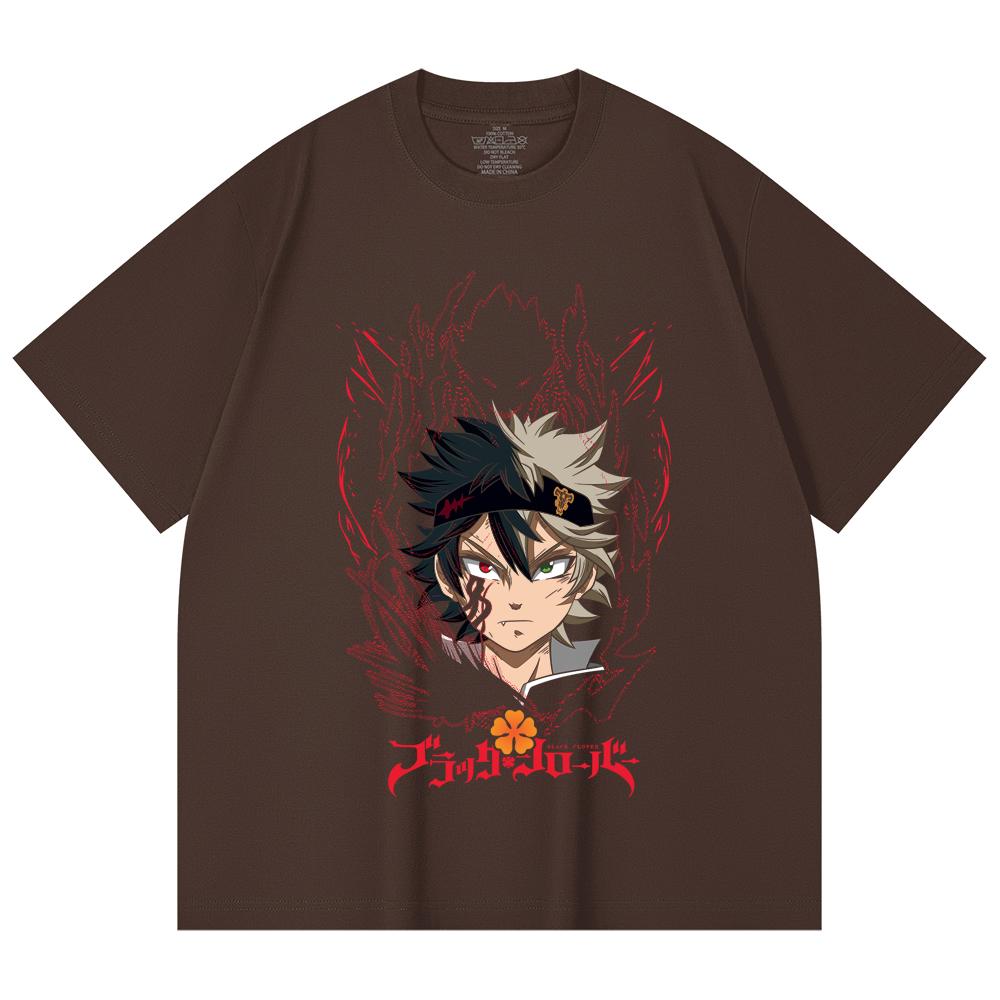 230 Gsm 100% Cotton Black Clover V4 Asta Print Unisex Heavy Cotton T Shirt