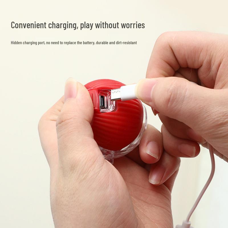 Bite-Resistant Automatic Cat Teasing Ball: Self-Entertainment Bouncing Toy with Rope for Cats