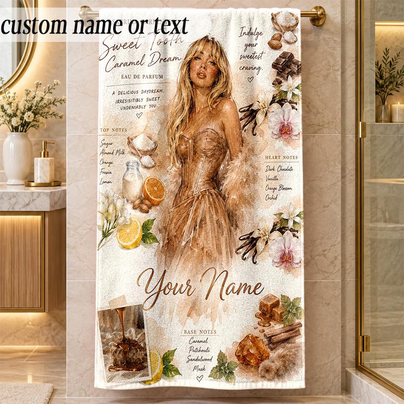 Beach TowelSabrina Carpenter Custom Name Text Personalized Soft Towel for Beach Pool Indoor Home Decor Gift