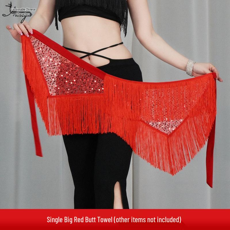 Belly Dance Sequin Tassel Hip Scarf for Stage Performance and Practice