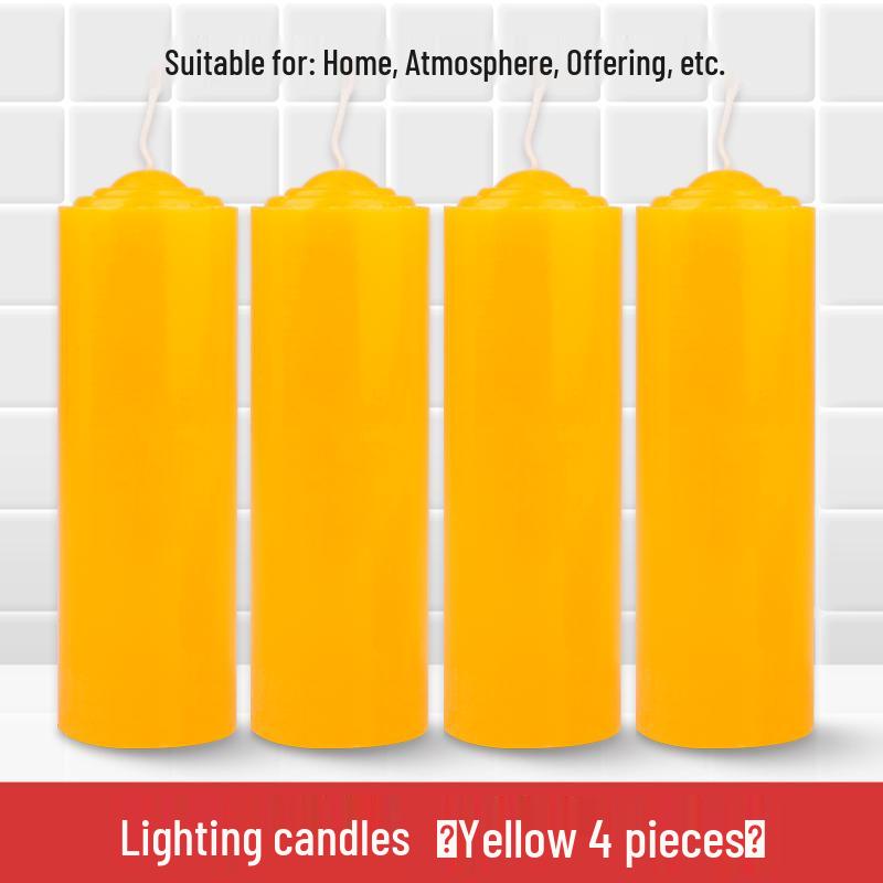 Smokeless Odorless Long-Lasting Emergency Candles: White, Yellow, Red, Thick Cylindrical for Holidays