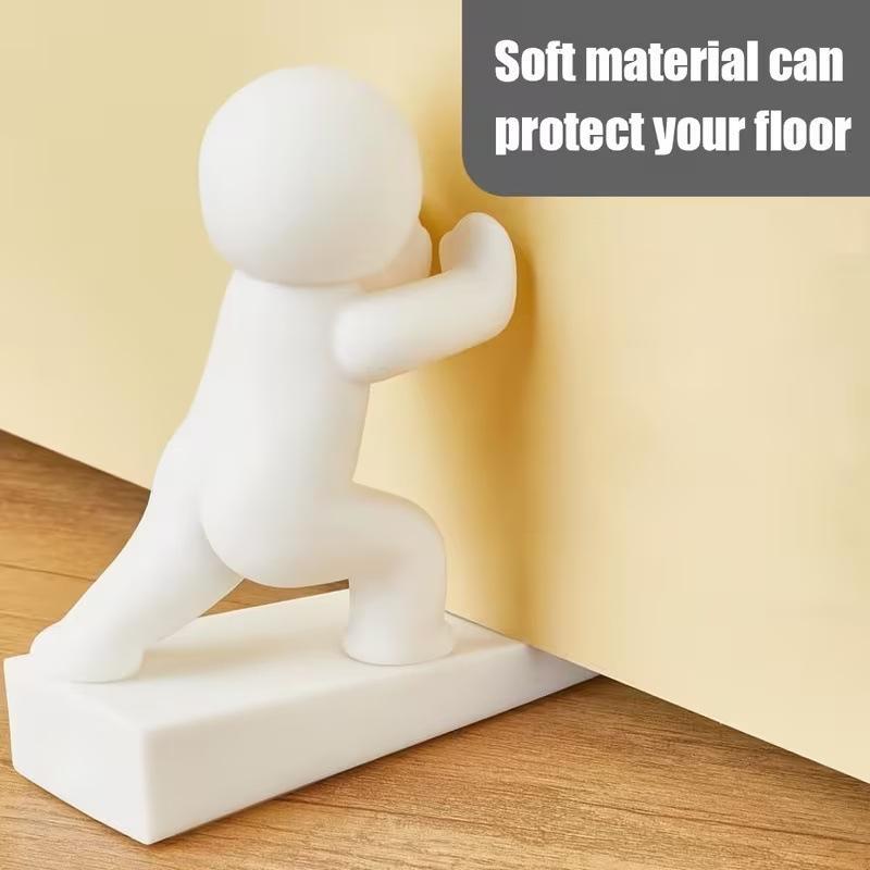 Cute White Humanoid Door Stopper With Non Slip Base Durable Material Perfect For Home Office Bedroom Decor