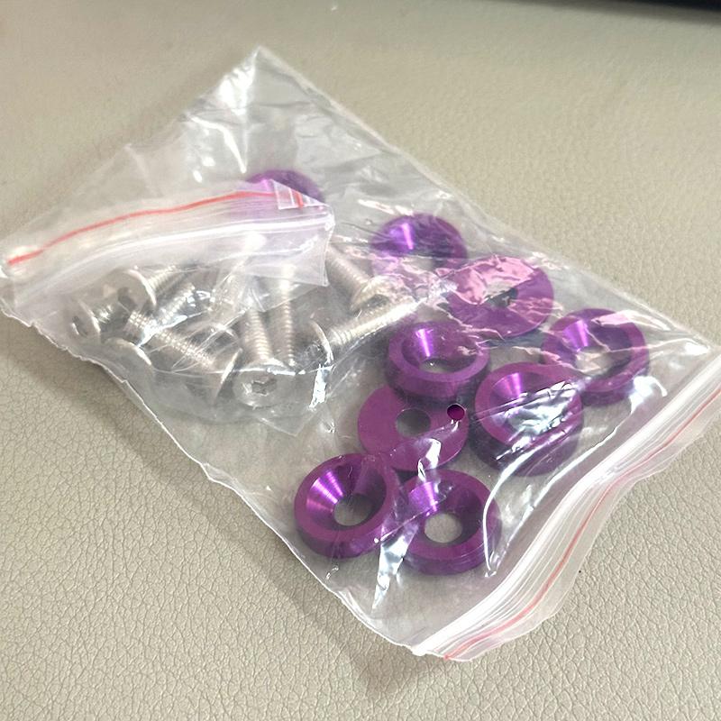 10pcs M6 Bolt Set Car Modification Gasket Screw Aluminum Fender Washers Fender Bumper Engine JDM RACING Style NO LOGO
