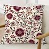 Federa Cuscino Fiorita a Spirale Vintage Bordo Borgogna Stampa Fiore Rosso Boho Morbida Copricuscino da Divano per Arredamento Casa Regalo