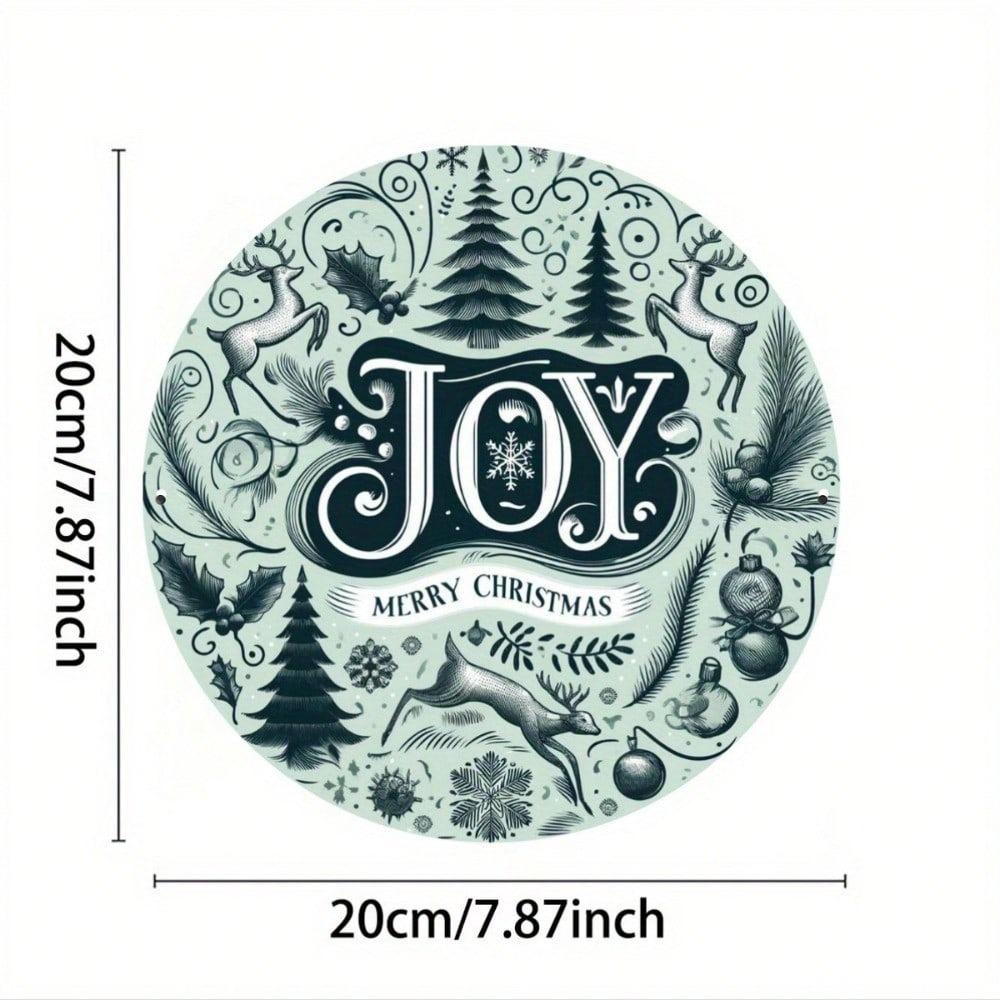 Joom Christmas Iron Round Sign 7.8 Inch Metal Plaque Home Wall Decor