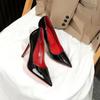 Black Pointed High Heels, New Simple, Sexy and Fashionable Patent Leather Single Shoes, One Pedal, Thin Heel Single Shoes