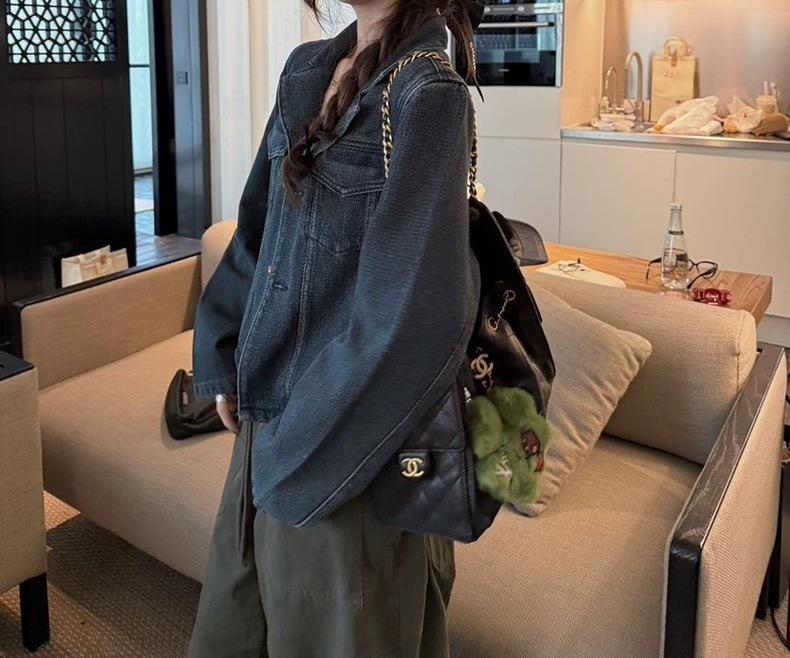 Blues Moment Retro Distressed Denim Jacket for Women, Early Autumn Korean Style