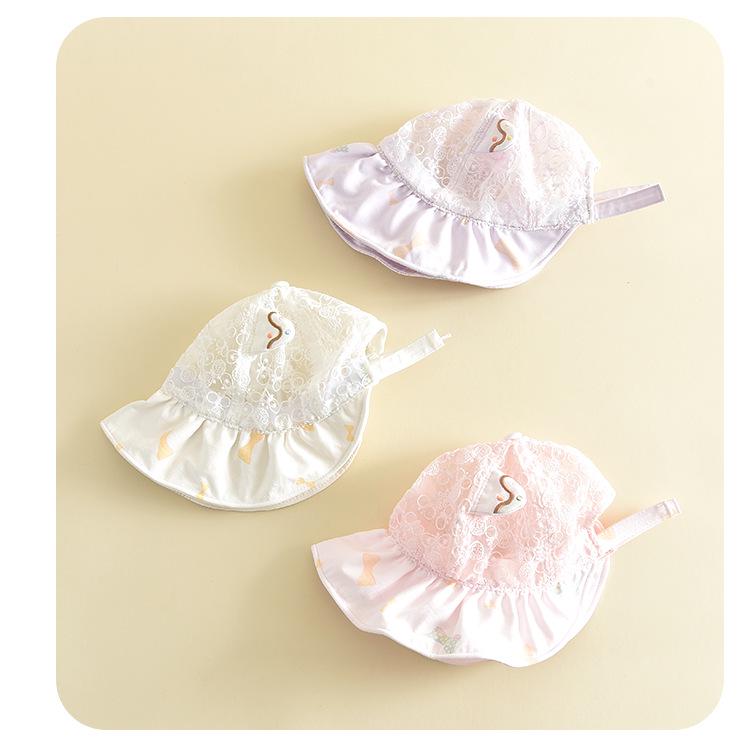 Children's Cartoon Cat Ear Lace Bucket Hat - Breathable, Versatile, with Wide Brim for Sun Protection