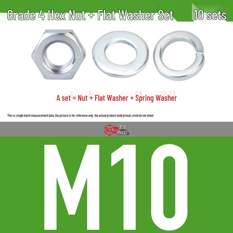 Galvanized Hex Nuts, Flat Washers, Spring Washers in M2-M48, Blue and White Zinc Coated