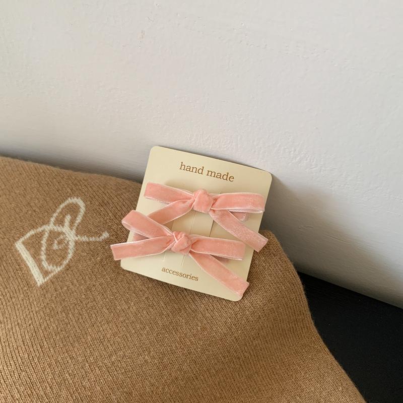 2Pcs Korean Colorful Velvet Bow Hairpin Hairgrip Hair Clips for Girls Women Vintage Long Ribbon Hair Clip Hair Accessories