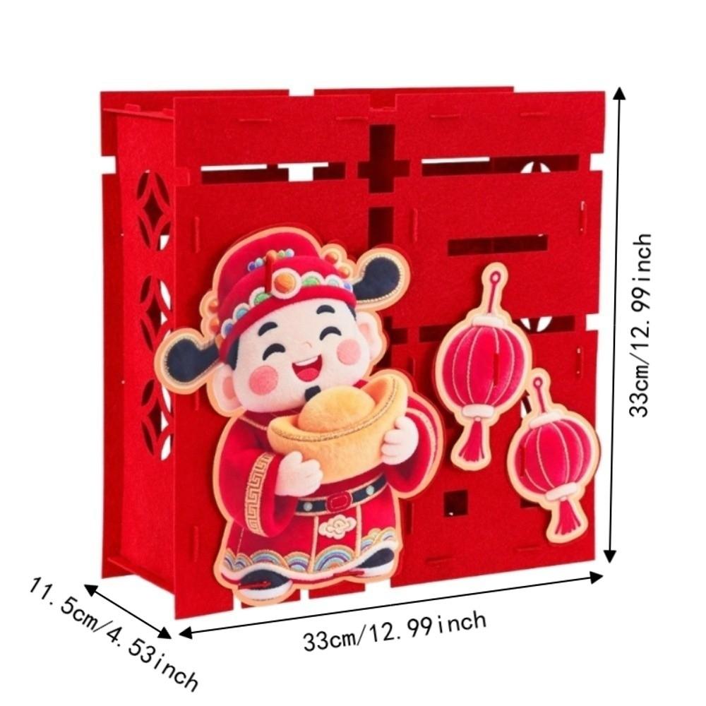 3D Goat Year Desktop Ornament Red Blessing 2027 New Year Lucky Decoration flocked cloth Traditional Fu Character Ornament