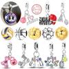925 Silve Charms Sports Series Basketball Football Badminton Yoga Boxing Charms Bead Pendant Fit Bracelet Jewelry Gift