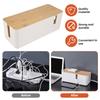Bamboo Top Power Strip Cover Box - Cable Organizer for Desk, Multi-Outlet Cord Hider Storage Case Desk Organizer