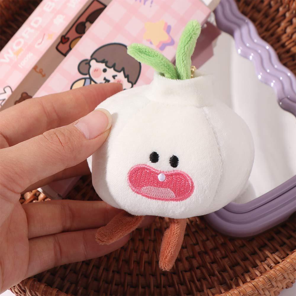 Cute Funny Vegetable Keychain Plant Key Ring Garlic Pendant Garlic Plush Doll Backpack Pendant
