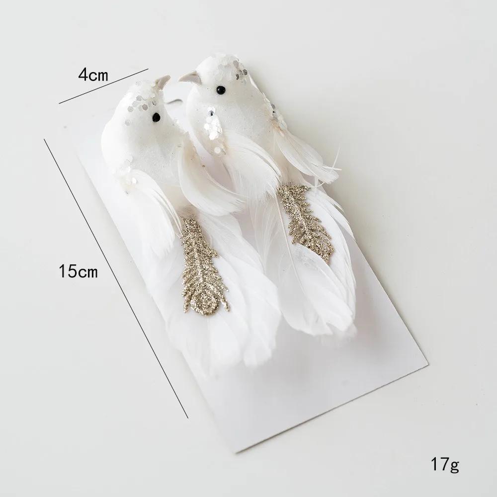 2Pcs Christmas Tree Pendant Bird Decoration White Foam Simulated Bird Pendant Artificial Handmade Christmas Decoration New Year