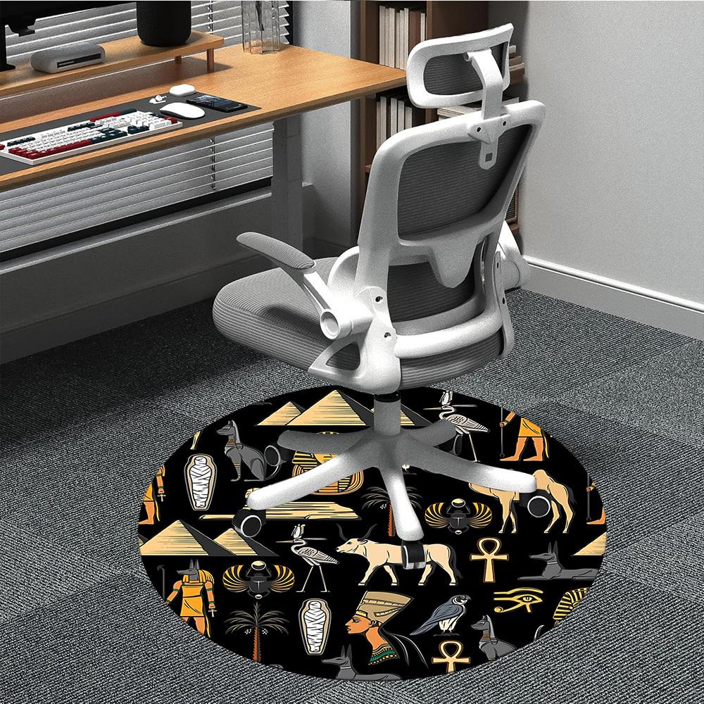 

1pc Egyptian Symbols Chair Carpet for Office, Non-slip, Soft and Durable Office Rug for Interior Decoration, Perfect for Office yy260313047 80cm by 80cm