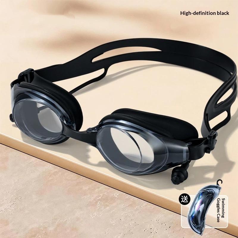 Electroplated Racing Swim Goggles With Ear Plugs Anti Fog Uv Protection Waterproof Swim Glasses For Adults