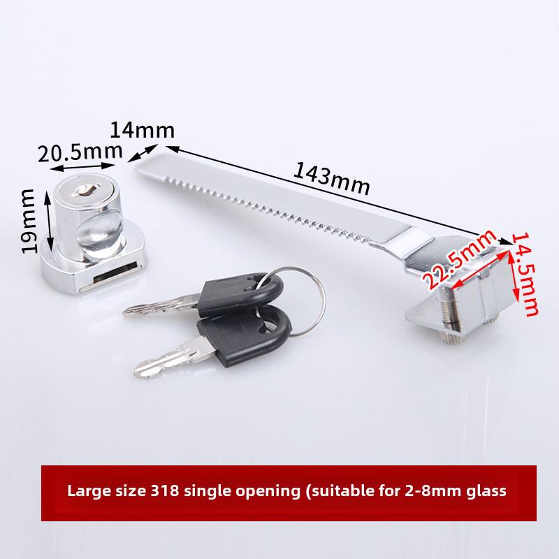 Încuietoare dulap din sticlă: Blocare pentru afișaj pentru fereastră Push-Pull cu mecanism de dinte și limbă lungă