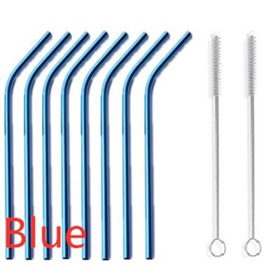 Metal Straw Reusable Drinking Straws Stainless Steel Bag Straw 8pcs Straws + 2pcs Brushs + 1pcs Bag Barware