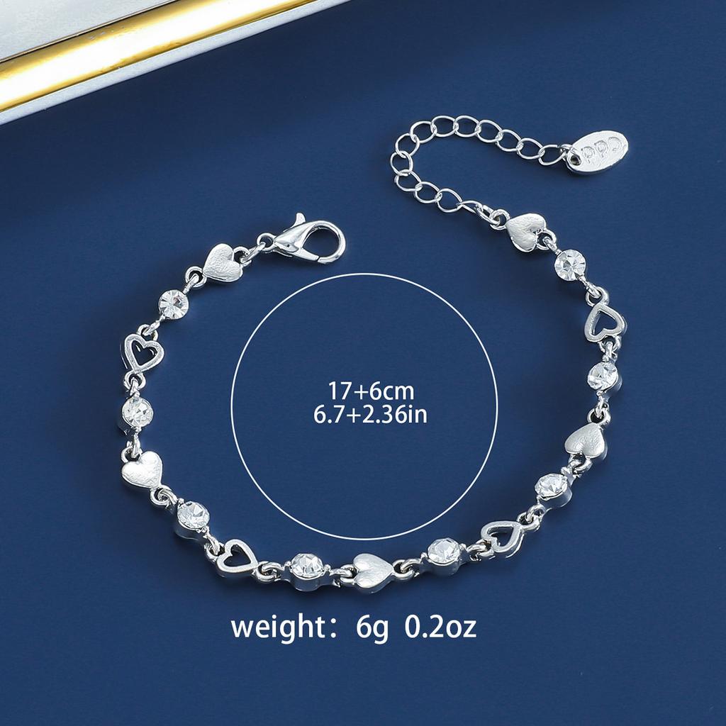 925 Silver Heart Shaped Bracelet For Women Sweet Girl Retro Korean Love Heart Zircon Charm Bracelets Party Jewelry Gift