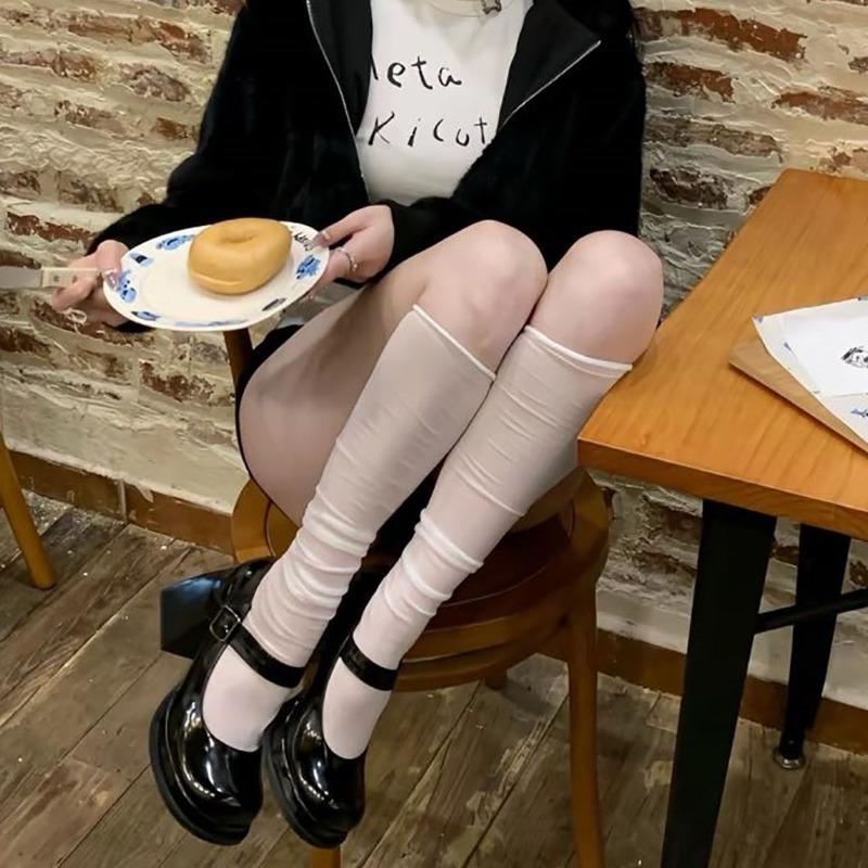 Ballet socks summer thin girl breathable mesh stacking socks calf white thin tube