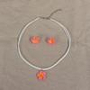 Petals (Necklace) Simple Egg Shape Flower Petal Pendant Necklace Sweet Dopamine Colorful Flower Stud Earrings Necklace Set For Women