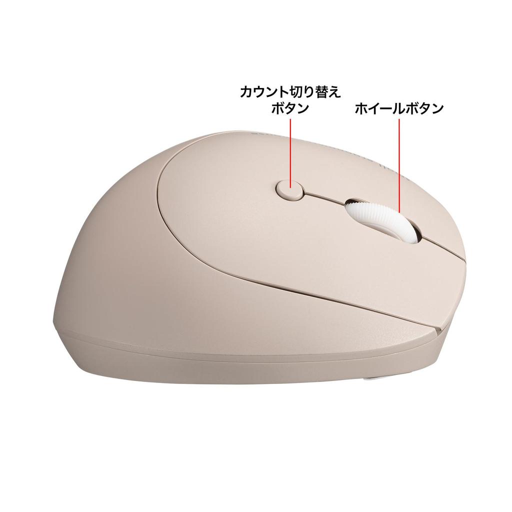Sanwa Supply Silent Wireless Small Ergonomic Mouse 5 (Rechargeable, Buttons, Beige) MA-EWBS522BG