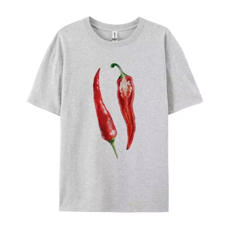 

Oversized Chili Pepper TShirt Cute Vintage Foodie Graphic Tees Y2k Aesthetic Egirl Grunge Streetwear Top Women Fashion Clothing 3XL