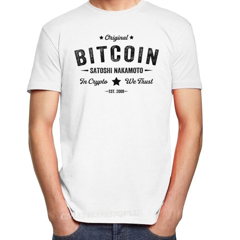 Retro Bitcoin Satoshi Nakamoto In Crypto We Trust TShirt Men Aesthetic Camisas Men Blockchain Casual Tshirt Premium Cotton Tees