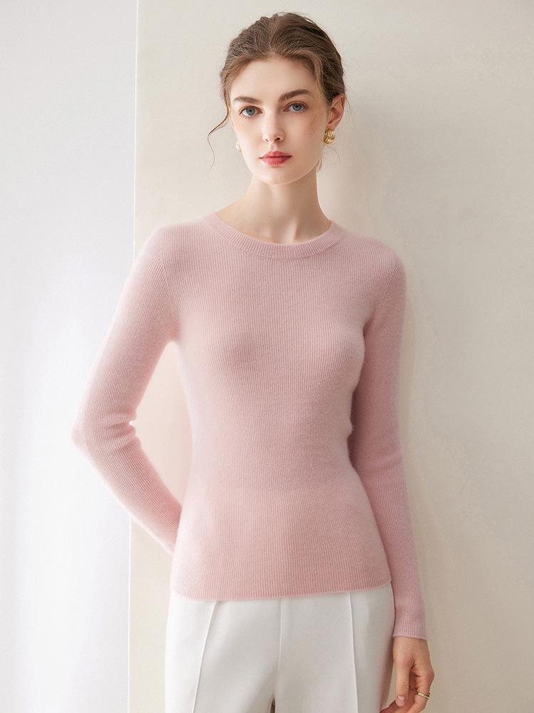 Premium 100% Cashmere Women's Short Round Neck Sweater, Perfect for Autumn/Winter and Crafted with Consinee Yarn