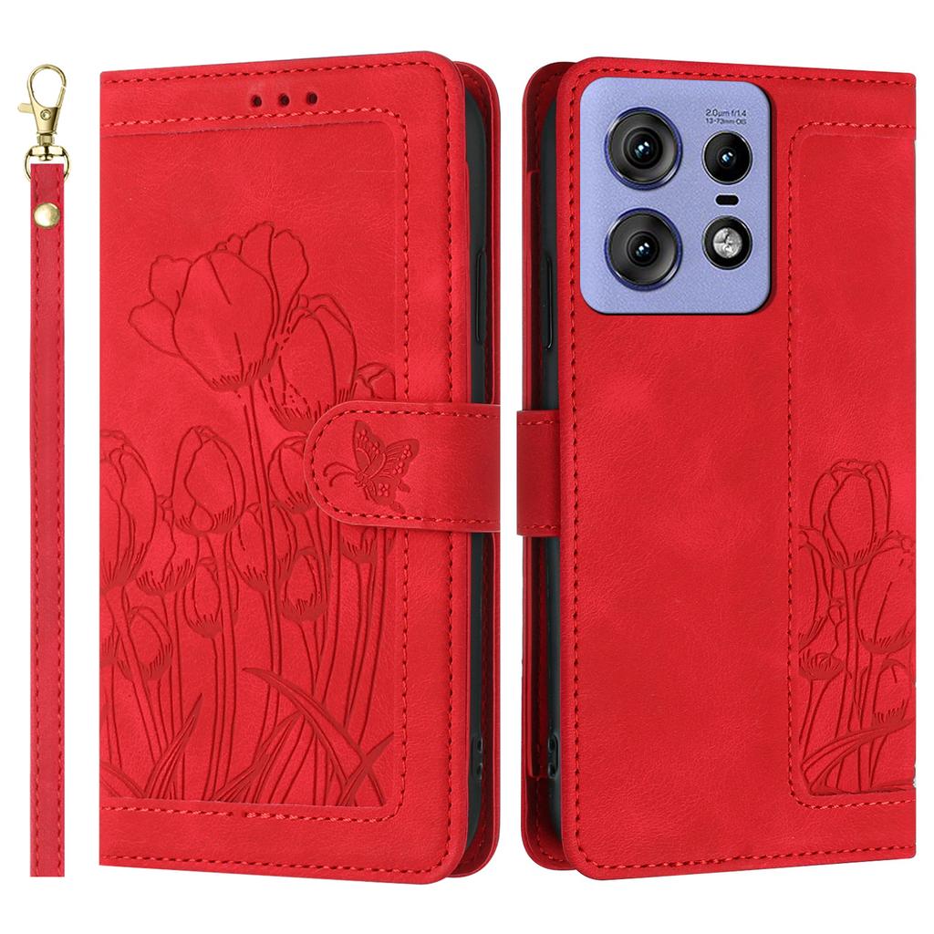 For Motorola Edge 50 Pro 5G Tulip Leather Case Phone Cover with 5 Card Slots Wallet
