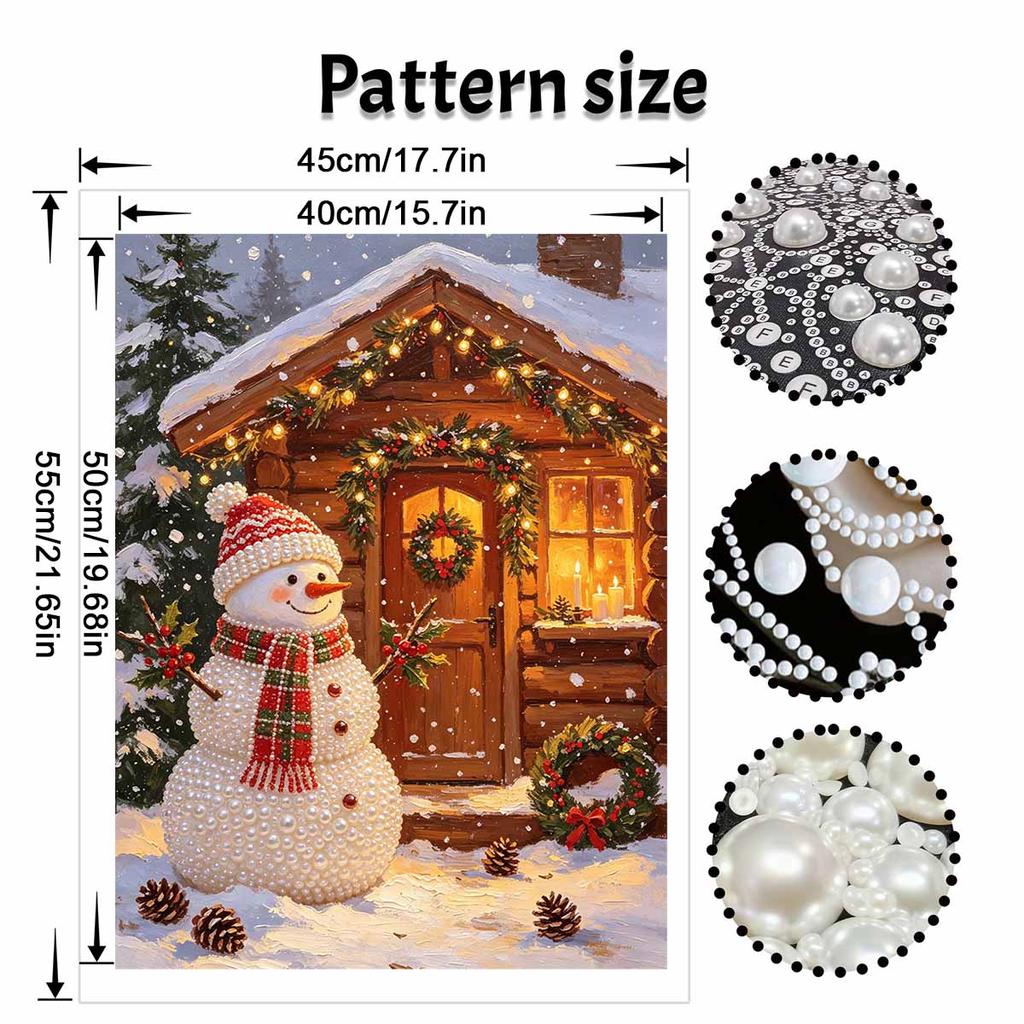 Frameless Pearl Bead Art Kit Charming Snowman DIY Shiny Canvas Painting Creative Gift for Craft Lovers Home Wall Decor