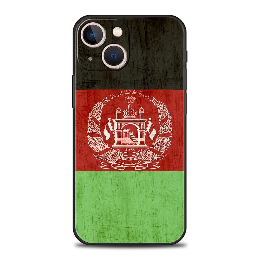 Afghan Afghanistan Flag For iPhone 11 12 13 15 14 Pro Max Phone Case X XR XS 7 8 Plus SE 2020 Luxury Black Soft Cover Funda