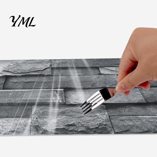 Modern Industrial Wall Decor 6Pcs Vintage Faux Stone Self?Adhesive Tiles, Waterproof Oil?Proof Backsplash Stain-resistant Covering Sticker, Peel &
