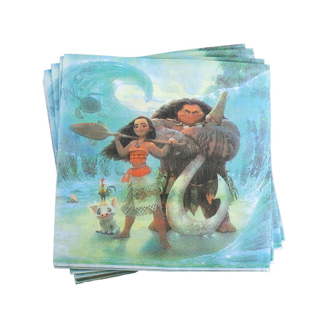 Moana Birthday Party Supplies Disposable Tableware Paper Plates Paper Cups Paper Towels Boy Decoration Green Environmental Protection
