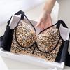 Leopard Lace Bra for Women Sexy Gather and Adjustment Bra Push Up Bra Wide Back Strap Invisible Bra Fancy Underwear