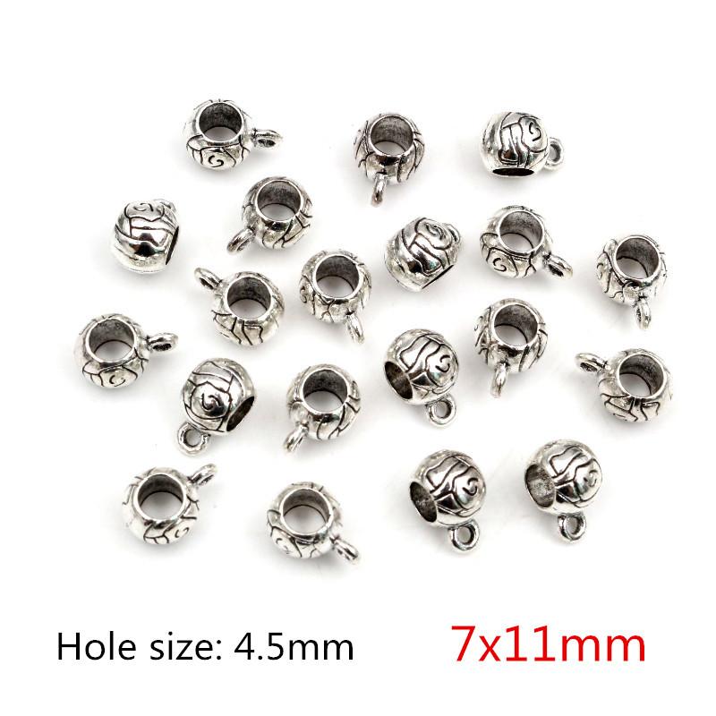 20pcs/lot DIY Handmade Beads Bails Pendants Jewelry Making DIY Necklace Antique Silver Color Bails Pendant Charm Beads Bails